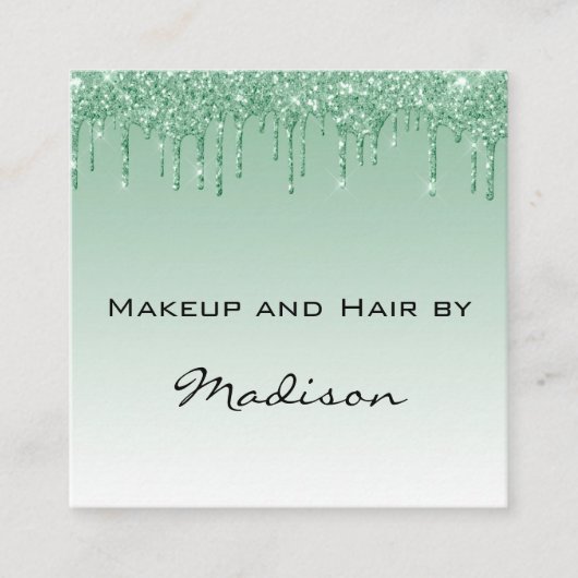 Glam Green Driving Glitter Drift Makeup Artist Vierkante Visitekaartje (Voorkant)