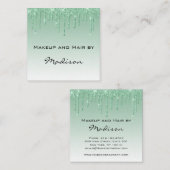 Glam Green Driving Glitter Drift Makeup Artist Vierkante Visitekaartje (Voorkant / Achterkant)