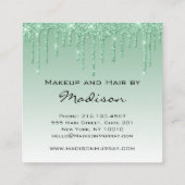 Glam Green Driving Glitter Drift Makeup Artist Vierkante Visitekaartje (Achterkant)
