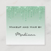Glam Green Driving Glitter Drift Makeup Artist Vierkante Visitekaartje (Voorkant)