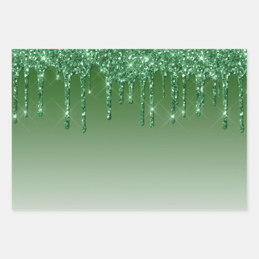 Glam Green Glitter bestuurt Kerstmis Inpakpapier Vel (Voorkant)