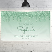 Glam Green Glitter Drip 18e verjaardagsfeest Spandoek