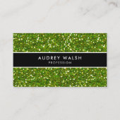 Glam Green GLITTER Shiny Black Striped Visitekaartje (Voorkant)