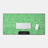 Glam Green glitter textuur en glinstering, monogra Bureaumat (Keyboard & Muis)