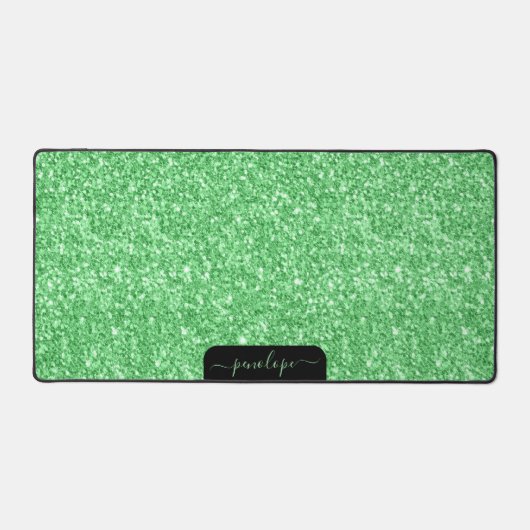 Glam Green glitter textuur en glinstering, monogra Bureaumat (Voorkant)