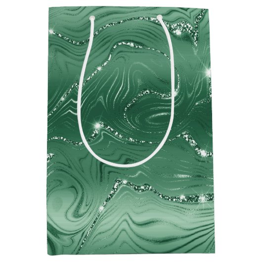 Glam Green Glittery Glitz Medium Cadeauzakje (Voorkant)