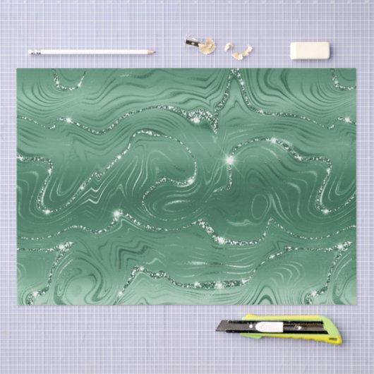 Glam Green Glittery Glitz Tissuepapier (Craft)