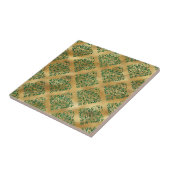 Glam Green Gold Damask Patroon Tegeltje (Zijkant)
