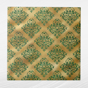 Glam Green Gold Damask Patroon Tegeltje