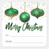 Glam Green Gold-decoraties maken kerstmis van Vierkante Sticker (Voorkant)
