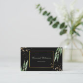 Glam Green Gold Eucalyptus Black  Visitekaartje (Staand voorkant)