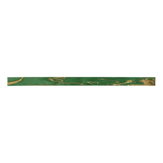 Glam Green Gold Faux Marble Satijnen Lint (Voorkant)
