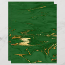 Glam Green Gold Faux Marble Scrapbook Paper