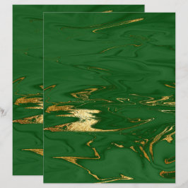 Glam Green Gold Faux Marble Scrapbook Paper