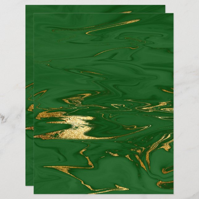 Glam Green Gold Faux Marble Scrapbook Paper (Voorkant / Achterkant)