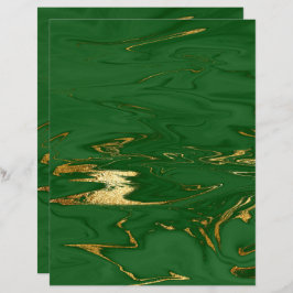 Glam Green Gold Faux Marble Scrapbook Paper