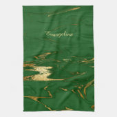 Glam Green Gold Faux Marble Theedoek (Verticaal)