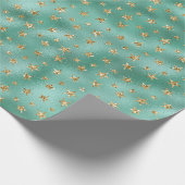 Glam Green Gold Glitter Stars Cadeaupapier (Hoek)