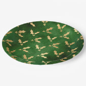 Glam Green Gold Holly Kerstmis Papieren Bordje (Gekanteld)