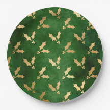 Glam Green Gold Holly Kerstmis