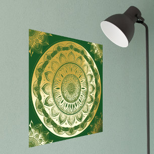 Glam Green Gold Mandala Illustratie Folie Afdrukken