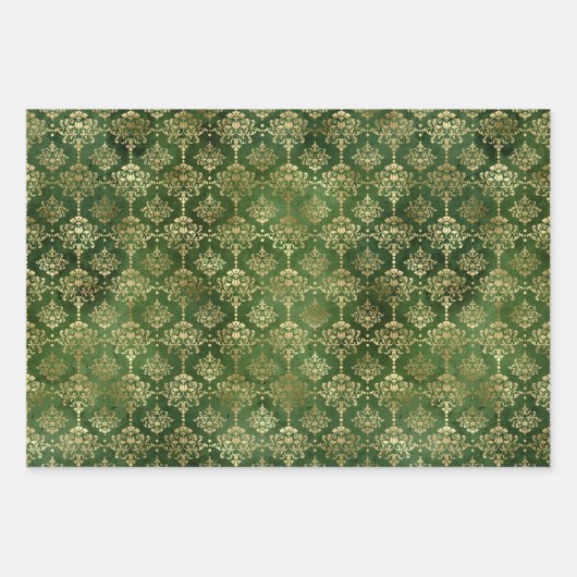 Glam Green Gold Pattern Kerstmis Inpakpapier Vel (Voorkant 2)