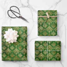 Glam Green Gold Pattern Kerstmis