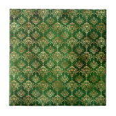 Glam Green Gold Pattern Kerstmis Tegeltje (Voorkant)