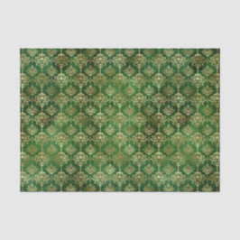 Glam Green Gold Pattern Kerstmis Tissuepapier
