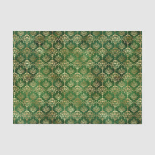 Glam Green Gold Pattern Kerstmis Tissuepapier