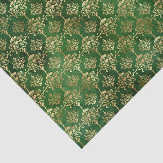 Glam Green Gold Pattern Kerstmis Tissuepapier (Detail)