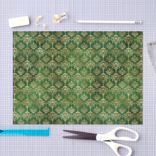 Glam Green Gold Pattern Kerstmis Tissuepapier (Craft)
