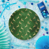 Glam Green Gold Reindekerst Papieren Bordje (Feest)