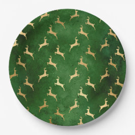 Glam Green Gold Reindekerst Papieren Bordje