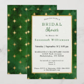 Glam Green Gold Stars Vrijgezellenfeest Kaart (Voorkant / Achterkant)