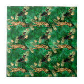 Glam Green Gold Tiger Lady Tegeltje (Voorkant)