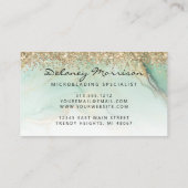 Glam Green Marble Gold Glitter Eyes Microblading Visitekaartje (Achterkant)