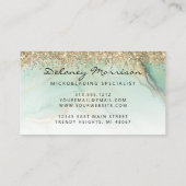 Glam Green Marmer Goud Glitter Ogen Microblading Visitekaartje (Achterkant)