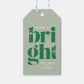 Glam Green Sequin Vrolijk en Helder Kerstmis Cadeaulabel (Voorkant)