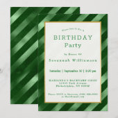 Glam Green Stripe Pattern Birthday Kaart (Voorkant / Achterkant)