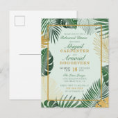 Glam Green Tropical Leaves Modern Rehearsal Dinner Uitnodiging Briefkaart (Voorkant / Achterkant)