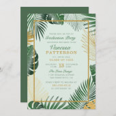 Glam Green Tropical Leaves Trendy Afstuderen Kaart (Voorkant / Achterkant)