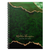Glam Green Velvet Agate Geode Gold Script Notitieboek (Voorkant)