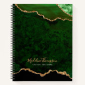 Glam Green Velvet Agate Geode Gold Script Notitieboek (Voorkant)