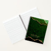 Glam Green Velvet Agate Geode Gold Script Notitieboek (Binnen)