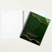 Glam Green Velvet Agate Geode Gold Script Planner (Display)