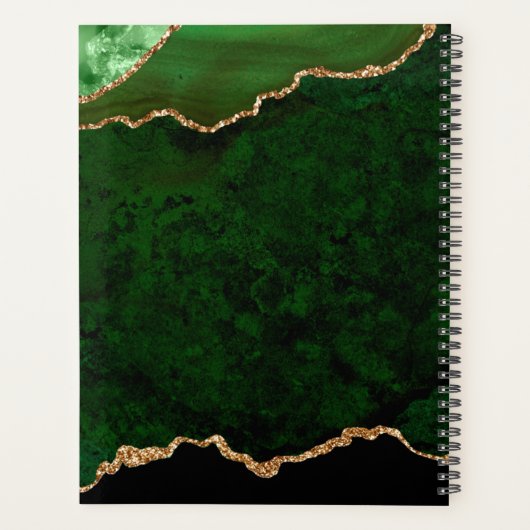 Glam Green Velvet Agate Geode Gold Script Planner (Achterkant)