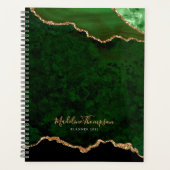 Glam Green Velvet Agate Geode Gold Script Planner (Voorkant)