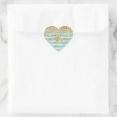 Glam Green White Stripes Gold Glitter Heart Love Hart Sticker (Tas)