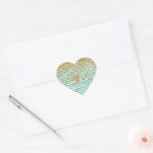 Glam Green White Stripes Gold Glitter Heart Love Hart Sticker (Envelop)